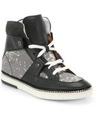Jimmy Choo Barlowe Splattered-Leather High-Top Sneakers - Lyst
