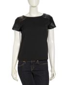 Sachin & Babi Short-Sleeve Beaded Leather Top - Lyst