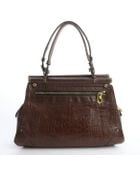 Oryany Coffee Brown Croc Embossed Leather 'Zoe' Shopper Bag - Lyst