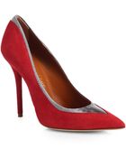 Malone Souliers Snakeskin-Trimmed Suede Pumps - Lyst