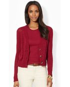 Lauren by Ralph Lauren Knit Cotton Blend Sweater - Lyst