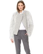 Band Of Outsiders Faux Fur Biker Jacket - Grey - Lyst
