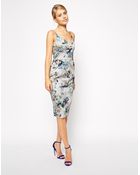 Asos Floral Printed Hitchcock Pencil Dress - Lyst