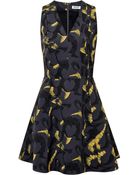 Kenzo Printed Silk-Twill V-Neck Dress - Lyst