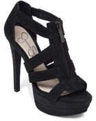 Jessica Simpson Leather Strappy Platform Sandals - Lyst