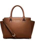 Michael Kors Selma Saffiano Leather Medium Satchel - Lyst