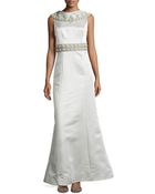 Theia Satin Beaded Shawl Gown - Lyst