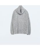 Zara High-Neck Cable Knit Sweater - Lyst