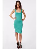 Missguided Sanga Scuba Midi Dress Emerald Green - Lyst