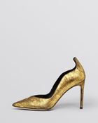 Delman Pumps - Brie Scallop Suede Metallic - Lyst