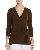Ellen Tracy Wrap Jersey Top - Lyst