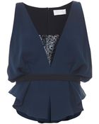 Peter Pilotto Laser-cut Lace-insert Crepe Top - Lyst