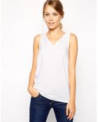 Asos Woven V-Neck Tank Top - Lyst