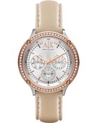 Armani Exchange Womens Nude Leather Strap Watch 40mm - Lyst