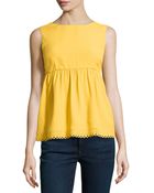 RED Valentino Sleeveless Scalloped Crepe Blouse - Lyst
