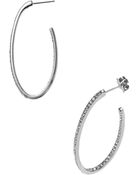 Nadri Pave J Hoop Earrings - Lyst