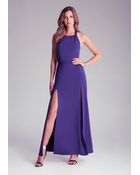 Bebe Halter Slit Maxi Dress - Lyst
