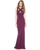 Donna Karan New York Draped Cross Front Gown - Berry - Lyst