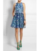 Matthew Williamson Floral Haze Jacquard And Silk-Organza Mini Dress - Lyst