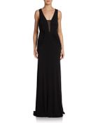 ABS By Allen Schwartz Sleeveless Jersey/Mesh Gown - Lyst