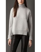 Burberry Funnel Neck Wool Cashmere Sweater - Lyst