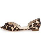 Alice + Olivia Harris Leopard-Print Peep-Toe Flat - Lyst