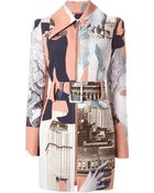 Carven Printed Belted Zipped Coat - Lyst
