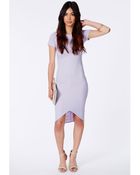 Missguided Radima Lilac Curved Hem Ribbed Midi Dress - Lyst