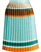 Ostwald Helgason Striped Pleated Silk-Blend Skirt - Lyst