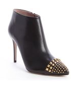 Gucci Black Leather Brass Studding Heel Booties - Lyst