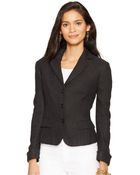 Lauren by Ralph Lauren Silk-Linen Herringbone Blazer - Lyst