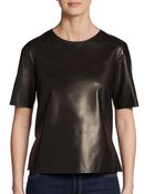 Vince Leather Tee - Lyst