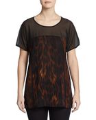 Grayse Studded Animal-Print Silk Top - Lyst