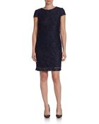 Saks Fifth Avenue Black Label Cap Sleeve Lace Shift Dress - Lyst