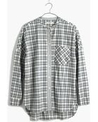 Madewell Collarless Messenger Shirt In Dossier Plaid - Lyst
