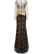 Reem Acra Long Sleeve Lace Applique Gown - Lyst