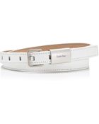 Calvin Klein Stitched Leather Skinny Belt - Lyst