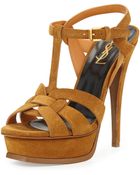 Saint Laurent Tribute Suede Platform Sandal - Lyst
