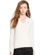Polo Ralph Lauren Cable-Knit V-Neck Sweater - Lyst