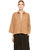 Donna Karan New York Rolled Sleeve Camp Shirt - Lyst