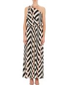 Lanvin Mix-Stripe Jersey One-Shoulder Gown - Lyst