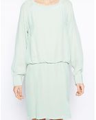 See By Chloé Silk Rouched Waist Long Sleeve Dress - Lyst