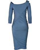 Donna Karan New York Draped Dress with Cutout Shoulder - Lyst
