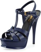 Saint Laurent Tribute Leather Platform Sandal - Lyst