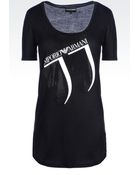Emporio Armani T-Shirt In Cotton Modal With Logo Print - Lyst