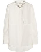 Balmain Embellished Mulberry Silk-Georgette Blouse - Lyst