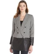 Rachel Zoe Black And White Houndstooth Wool Blend And Leather 'Huxley' Jacket - Lyst
