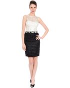 Kay Unger Lace And Tweed Sheath Dress - Lyst