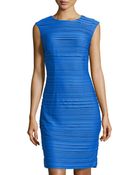 Chetta B Crystal Pleated Stretch Knit Sheath Dress - Lyst