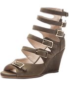Chloé Calfskin Leather Belted Wedges - Lyst